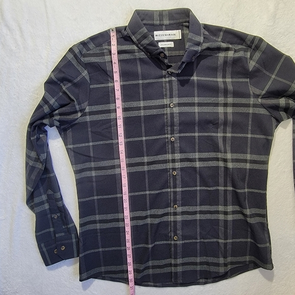 Mizzen + Main Gray Plaid Long Sleeve Button Down No Iron XXL Trim Fit - Picture 10 of 10